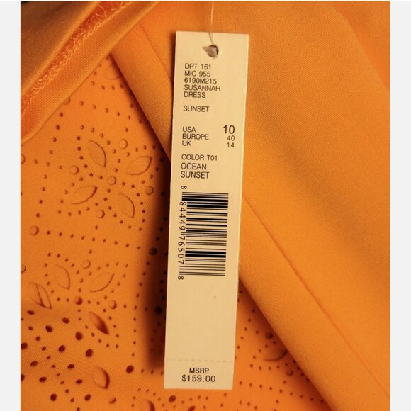 Antonio Melani Susannah Eyelet Sheath Tunic Midi Dress Pink Peach Dillards Sz 10 - Picture 10 of 12